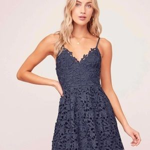 Lace dress navy blue never worn